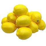 Aisamco 15 Stück Künstliche Zitronen 10cm x 7cm Kunstfrüchte Künstliche Gelbe Zitronen Schaum Zitrone für zu Hause Küche Gefälschte Obstschale Zitronen Kranz Girlande Dekoration