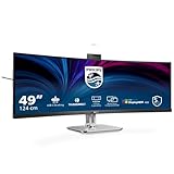 Philips 49B2U6903CH - 49 Zoll DQHD Curved Monitor, Webcam, Mikrofon, RJ45, höhenverstellbar (5120x1440, HDMI, DisplayPort, Thunderbolt 4, USB Hub) schwarz