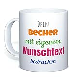 Tassendruck Kunststoff-Tasse mit Name oder Text personalisieren - Kinder Tasse aus Kunststoff, Namenstasse, Plastikbecher bedrucken | Personalisiertes Geschenk, Bruchsicher, 300ml, Weiß Matt, BPA-Frei