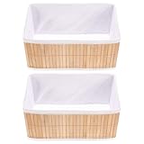 MAGICLULU Bambus Aufbewahrungskorb 2 Stück Geflochten Klappbar Natürlicher Desktop Organizer für Kosmetik Snacks Handgefertigt Kratzfrei Vielseitig für Haushalt Büro