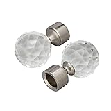 Victoria M. Gardinenstange Endstücke Endkappen Vorhangstange, Ø 16mm, Silber, 2er-Set, Endstück Kristall-Kugel