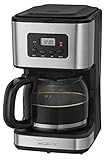 Clatronic® Kaffeemaschine mit Timer, 1,5 Liter Kanne für 12-14 Tassen Kaffee, 24h LCD-Timer, Warmhalte-Automatik, Nachtropfschutz, herausnehmbarer Filter, Anzeige & Kontrollleuchten, 900W - KA 3642