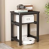 Roboter-Staubsaugerständer, platzsparend, freistehend, mit versteckten Ablageflächen, rutschfeste und leise Matten für Wohnzimmer, Büro, Flur, Eingangsbereich (schwarz, 90 x 40 cm)