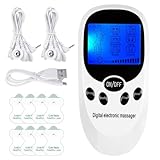 TENS/EMS Gerät Muskel- & Nervenstimulator, 2 Kanäle mit 6 Modi & 15 Stufen, Reizstromgerät für Schmerzlinderung & Muskelaufbau, inkl. 8 Pads