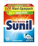 Sunil aktiv Pulver - Vollwaschmittel - für 120 Wäschen - Flecklösekraft, hautverträglich, mikroplastikfrei, vegan - 6 kg