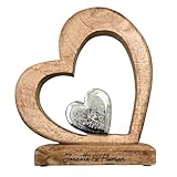 C|UTE Hochzeitsgeschenk mit Gravur personalisiert - Holz Herz - Silberhochzeit - Geschenk Jahrestag - Geldgeschenk zur Hochzeit