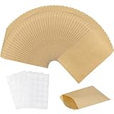 Carehabi - 150 Stück Kleine Braune Flachbeutel, Kleine Samentütchen Mini Papierbeutel Papiertütchen Kraftpapiertüten für Gastgeschenke Schmuck Bonbons Weihnachtskarte Münzen (6x10cm)