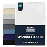 Dreamzie Premium Spannbettlaken 160x200 cm, Spannbetttuch für Dicke Matratzen bis zu 27 cm, Bettlaken 100% Jersey Baumwolle, 150 g/m², Oeko-TEX Zertifiziert - Weiß
