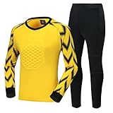 Wanym Benutzerdefiniert Torwarttrikot Herren Set, Fußball-Torwarttrikots für Herren, Torwart Trikot Set - Trikot Herren, Torwarttrikot Herren Damen Langarm & Hose Mit Name Team Logo,Gelb,M