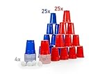 Bierpong Becher Blau/Rot Set Bestehend aus 50 Knickfeste Wiederverwendbaren Beerpong plastic cups und 4 Bälle für Partys - 473ml / 16oz red/blue