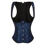 Damen-Korsett im Gothic-Stil, Taillenmieder, Unterbrustkorsett, Weste, Tank-Top, Stickerei, Korsett-Top, Übergröße, ohne BH, blau, S