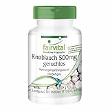 Fairvital | Knoblauch Kapseln 500mg - enthält Alliicin - Knoblauch 100:1 Extrakt - HOCHDOSIERT & geruchslos - 100 Softgels