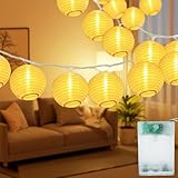 Kimuwote LED Lampion Lichterkette Batterie, 20 LEDs 7M Lampions Lichterkette innen Wetterfest mit Timer, Warmweiß, 2 Modi Lampion Lichterkette für Garten, Balkon, Party