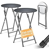 KESSER® Stehtisch 2er Set Bistrotisch mit PVC-Platte | Wetterbeständiger Klapptisch | 60cm / 110cm | Partytisch Tisch rutschfest | In- & Outdoor | Hochzeit Empfangstisch 4 Standfüße pulverbeschichtet