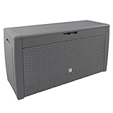 Casaria® Gartenbox UV-beständig 310L Haltegriffe Rollen Terrasse Balkon Wohnzimmer Wintergarten Truhe Gartenbox Kissenbox 119x48cm Rattan-Optik Grau