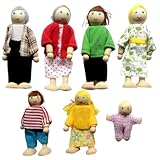Nyutcwe Dollhouse-Leute vervollständigen Dollhouse Family Set Holzpuppen mit beweglichen Rollenspielen für die Familie mit beweglichen Glied