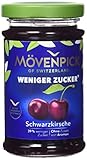 Mövenpick Weniger Zucker Schwarzkirsche, Premium zuckerreduzierter Fruchtaufstrich ohne Stücke, 220g