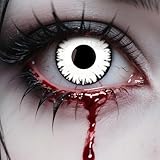 Kontaktlinsen Halloween Weiß 2 Stück (1 Paar), Ohne Stärke Kontaktlinsen Farbig mit Kontaktlinsenbehälter, Vampir Kontaktlinsen, Kontaktlinsen für Halloween Kostüm als Karneval, Devil, Cosplay