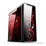 EMPIRE GAMING Warmachine - Gamer-PC-Gehäuse – Mittelgroßer Gehäuseturm ATX - 4 geräuschlose Lüfter - LED-RGB-Dual-Ring: Rückbeleuchtung mit 11 Modi - Front und Seite aus vorgespanntem Glas