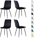 mcc direct Set mit 4 Designer Esszimmerstühlen aus Samtstoff, Metallbeine, Lexi-Stühle (Schwarz)