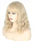 Topcosplay Damen Perücke Blond Bob Perücke Lang Gewellt Locken Natürlich Perücke für Kostümparty Halloween Karneval (Blond)