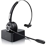 CSL - kabelloses Headset mit Ladestation - Mono Bluetooth Headset mit Mikrofon - USB Ladeport - Multipoint, Rauschunterdrückung - leicht - freisprechen - PC Tablet Smartphone - Home Office Büro