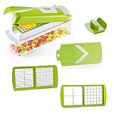 Genius Nicer Dicer Smart (6 tlg.) Grün - Gemüseschneider für Würfel, Stifte, Scheiben, Streifen und Viertel - Salatschneider Mandoline Gurkenhobel