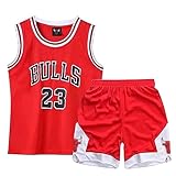 Louenth Basketball Trikot Shirt und Shorts, Erwachsene Basketball Jersey, Basketball ärmellose Anzug, Basketball Sportbekleidung, T-Shirt Weste + Shorts, Jugendlich Sweatshirt（5XL,Rot）