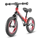 CXWXC 12' Laufrad für Kleinkinder - Alter 24 Monate bis 5 Jahre - Kinder-Schiebelaufrad mit Fußrasten, Laufrad ohne Pedale - Geburtstags Mädchen & Jungen (Schwarz & Rot)