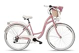 Goetze Mood Damenfahrrad Retro Vintage Holland Citybike, 28 Zoll Alu Räder, 7 Gang Schaltwerk, Tiefeinstieger, Korb mit Polsterung Gratis!
