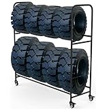 IvyTantor Reifenregal Metal Robustes Reifenlagerregal auf Rädern – Verstellbarer 2-stufiger Reifen-Organizer für Garage/Werkstatt, für 8 Reifen, multifunktionales Reifenanzeigesystem