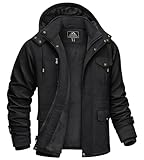 KEFITEVD Herren Winterparka Warme Winterjacke mit Abnehmbare Kapuze Gefüttert Parka Jacke Winter Jacket Baumwolle Übergangsjacke mit Innenfleece Militär Jacke Schwarz L (Etikett: 4XL)