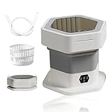10L Mini Waschmaschine Faltbare Camping Waschmaschine mit Abnehmbarer Trockenkorb Abflussroh,3 Modi Tiefenreinigung Portable Mini Washing Machine,Reisewaschmaschine für Unterwäsche Babykleidung