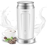 4 in 1 Automatische Milchaufschäumer 500W Edelstahl Elektrische Milchschäumer 240ml für Kalten und Heißen Milchschaum oder Erhitzen Antihaftbeschichtung Geeignet für Milch Kaffee Cappuccino usw