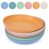 6 Stück Teller, Unzerbrechliches Speiseteller Set, Mehrweg Picknickteller-Set, 22,5cm/9inch Campingteller Mikrowelle und Spülmaschinenfest, Leicht Teller für Salat Pasta Party Zuhause, 6 Farben