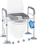 Toilettensitzerhöhung mit Armlehnen WC Sitzerhöhung Höhenverstellbare Toilettenaufsatz für Senioren Erhöhter Toilettensitz Toilettenerhöhung für Ältere Schwangere Erwachsene Aufstehhilfe Toilette
