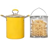 PARACITY 3 L Friteuse mit Siebkorb, Klein Frittiertopf öl mit Anti-Verbrühungs-Silikongriff, 304 Edelstahl, kann Pommes Frites, Fisch und Hühnchen Frittieren