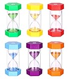 Birshe Eieruhren Set,Sand Timer Sanduhr 1 3 5 10 15 30 Minuten Timer 6 Stück Anti Full Sanduhr Glas Timer Buntes Sanduhren Set für Kinder Schule,Kinder zähneputzen,Kita,Büro,Haus Deko Spiel Requisiten