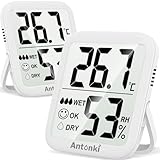 Antonki 2 Stück Innen Raumthermometer,Digital Thermometer Hygrometer Temperaturmonitor, innen Temperatur und Luftfeuchtigkeitmessgerät für Gewächshaus, Wohnzimmer