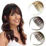 Luxiremi Clip in Pony Echthaar 100% Remy Dünner Fringe Bangs Extensions mit Schläfen Natürlich Schwarz Clip Pony Haarteile Echthaar für Damen Frauen