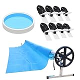 Melko Pool Aufroller mobiles Aufrollsysteme für Poolfolien, Aufroller für Solarfolie, für Pools mit 3 bis 5,7 Meter Breite, inkl. Befestigungsmaterial