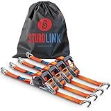 Automatik Spanngurt 35mm 5m mit J Haken 1000kg/2000kg | Set von 4 Spanngurte Selbstaufrollend | Automatischer Spanngurtwickler/Spanngurtaufroller | Zurrgurt für Pkw Anhänger Quad Motorrad EN 12195-2