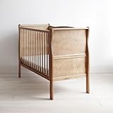 Woodies - Noble Cot Bed - 2in1 - Baby-Umbaubett - Gitterbett + Juniorbett - 140x70 cm - Vintage/Retrostil - Höhenverstellbar - mit Lattenrost und Schlupfsprossen - Kinderbett - Holz - Hellbraun