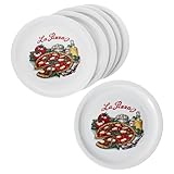 MamboCat 6er Set La Pizza Pizzateller I Ø 30,5 cm I für 6 Personen I große Pizzateller aus Porzellan mit Pizza-Dekor & Schrift I für Pizzen oder zum Anrichten I XL-Speiseteller, Servierplatte