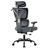 DoChair Bürostuhl Stretch Mesh Rückenlehne ergonomisch Schreibtischstuhl Verstellbarer Kopfstütze und Höhe Gaming Stuhl mit Aufhänger, Dunkelgrau