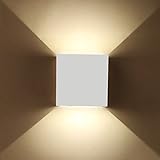ETiME 12W LED Wandleuchte außen Wandlampe Wasserdicht mit einstellbar Abstrahlwinkel IP65 LED Wandbeleuchtung innen 3000K Warmweiß (Weiß 12W)