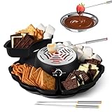 S'mores Maker Elektrischer Marshmallow-Bräter mit Temperaturregelung, 4 abnehmbare Tabletts, 4 Gabeln und beheiztes Schüssel-Set für Indoor-Spaß