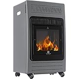 KESSER® Gasheizer Gasheizofen Heizstrahler 3,4 kW Gas Kamin inkl. Gasdruckregler & Gasschlauch, 2 Heizstufen Infrarot 3400W Gasheizstrahler Gasheizung Butan- oder Propangasflaschen bis 11kg Grau