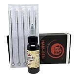 1 x REACH-konforme deutsche Tattoofarbe Schwarz 30 ml von Sailor Jerry plus 5 Stück Tattoonadeln 5er Rund Liner (round liner) von HAN-SEN, Starter Kit für Stick and Poke. Tattootinte