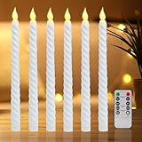 LED Kerzen mit Timerfunktion, 6er Kunststoff Flammenlose Batteriebetrieben Kerzen,LED Kerzen mit Fernbedienung,Twisted Stabkerzen für Weihnachtsdeko Halloween Deko Zimmer Deko Hochzeit und Party (A)